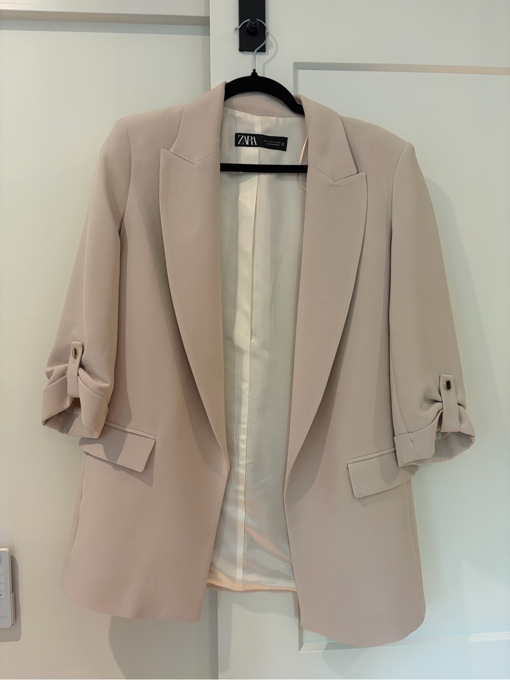 ZARA Women's Light Beige Open-Front Blazer
